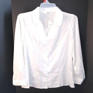Women's White Dress Blouse Top Shirt Size M